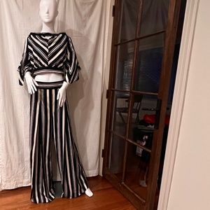 Jealous Tomato 2 Piece Pant Suit, Navy , Cream